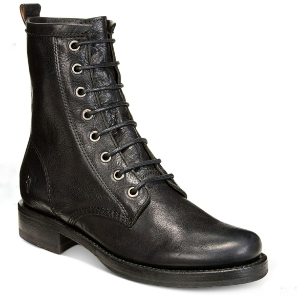 Frye Shoes - Black Veronica lace up Combat Frye Boots